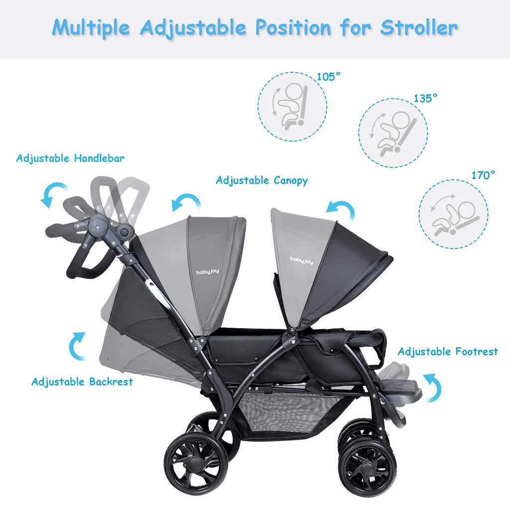 Foldable Double Seat Tandem Stroller