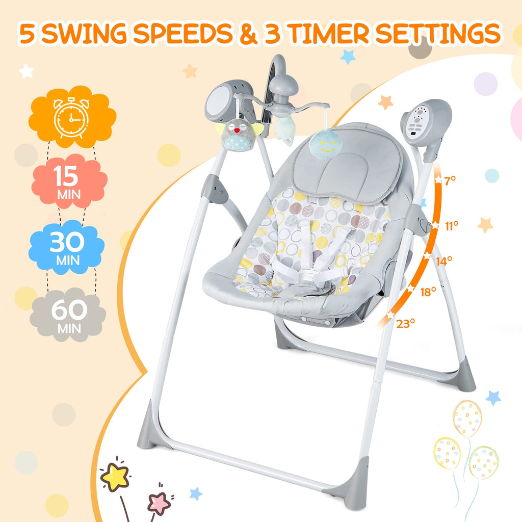 Electric Compact Swing Chair for Toddlers - Costzon