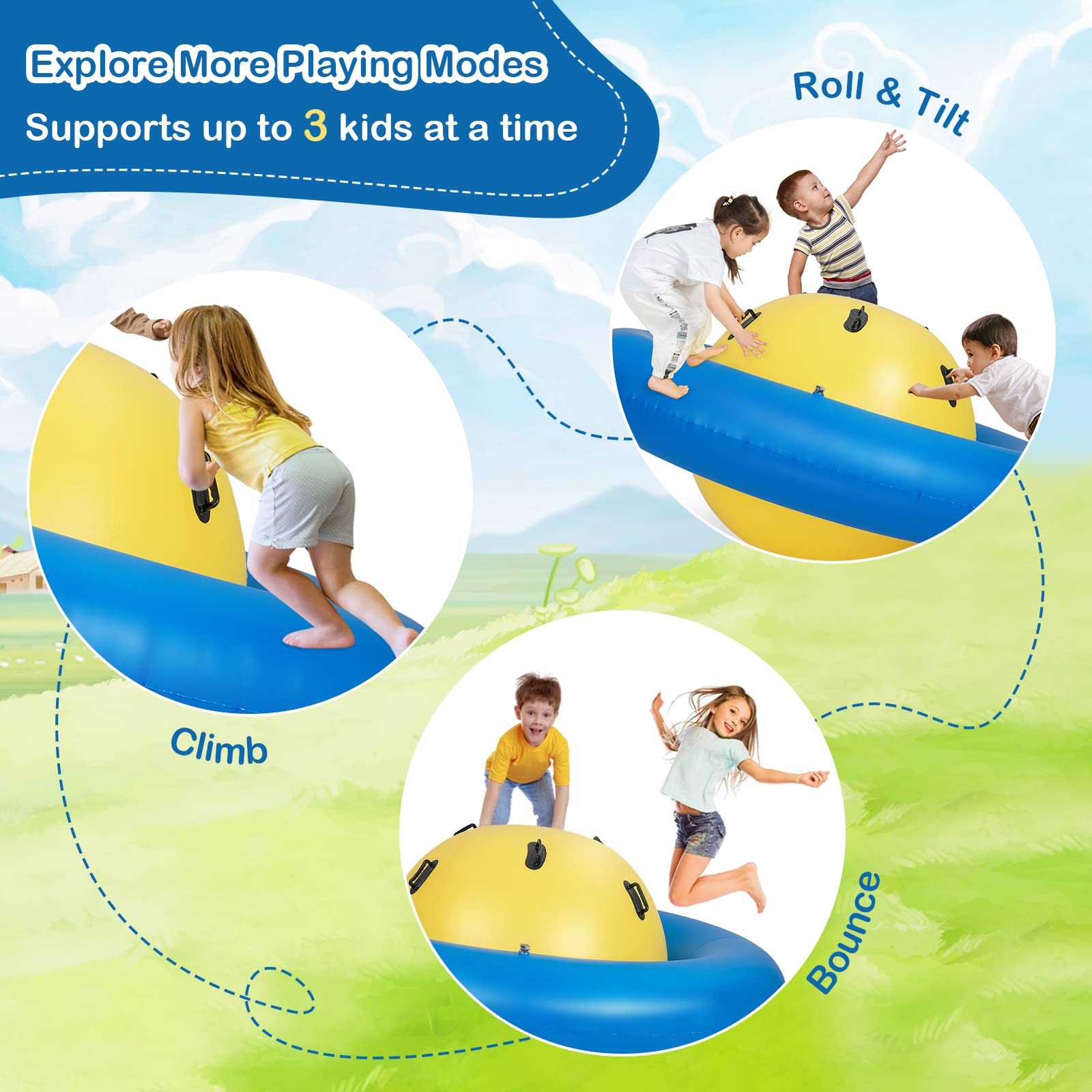 Costzon Giant Inflatable Dome Rocker Bouncer, Blow Up Rocking Ball Pla ...