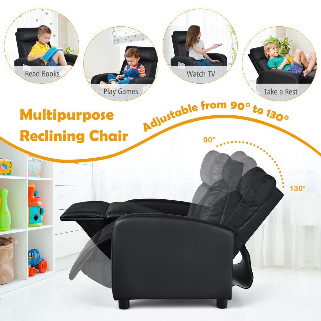 Kids Recliner, Adjustable PU Leather Lounge Chair - Costzon