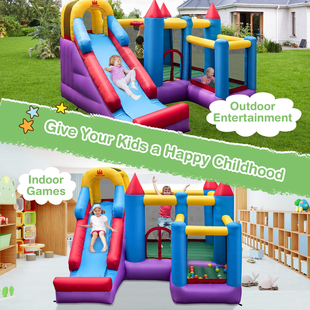 5 in 1 Bouncy House for Kids Indoor Outdoor Party - Costzon