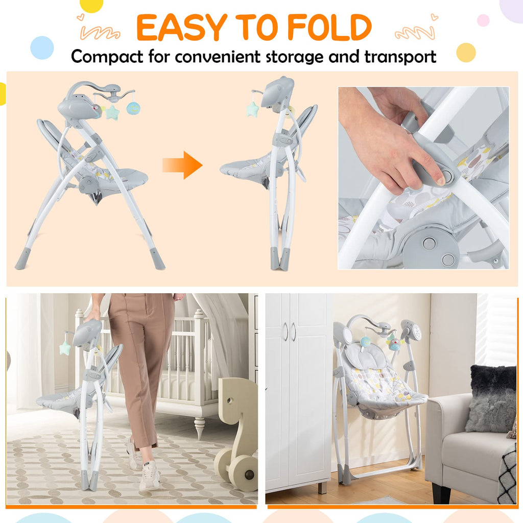 Electric Compact Swing Chair for Toddlers - Costzon