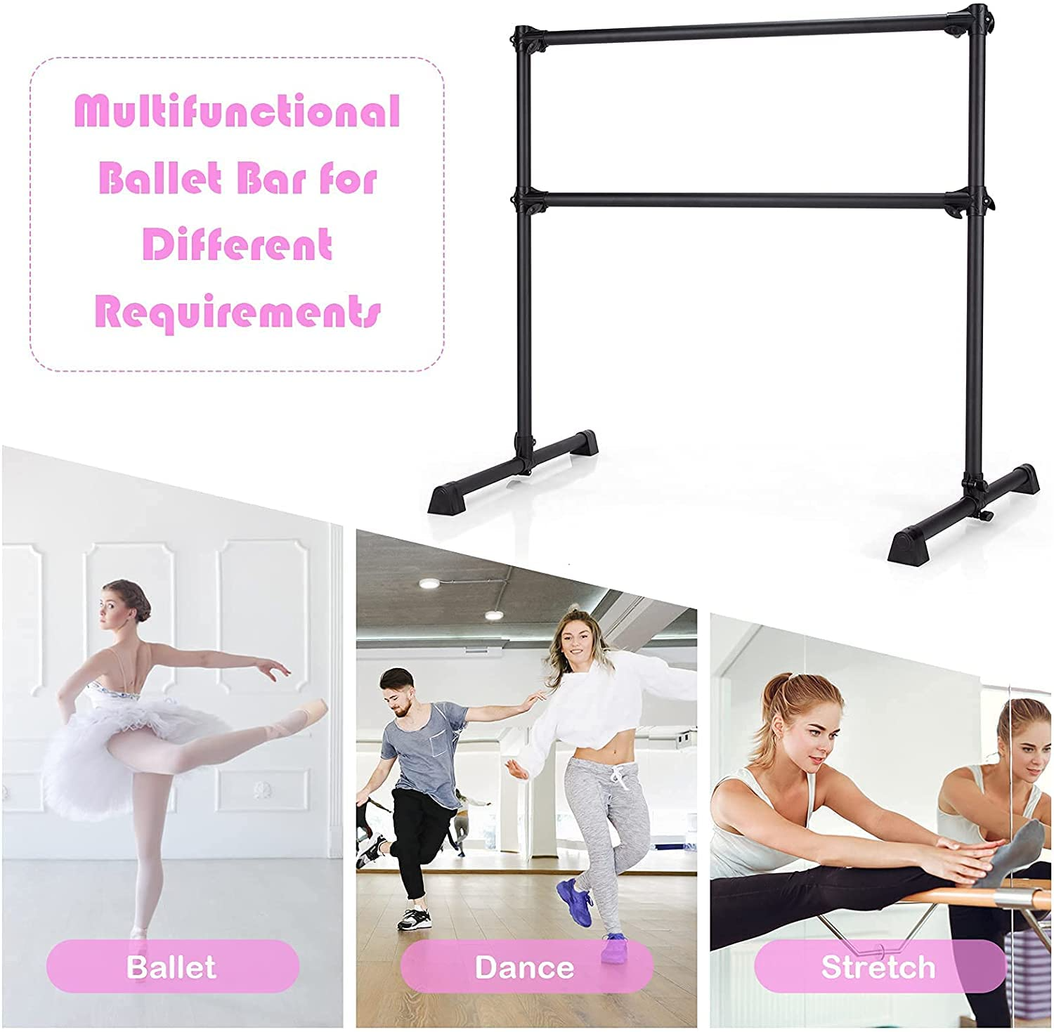 Costzon Portable Ballet Barre 4FT Adjustable Double Freestanding Ball costzon