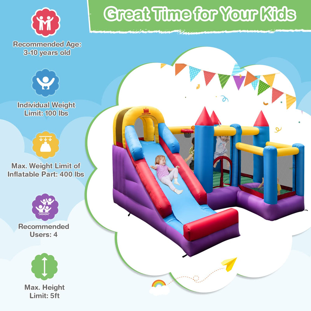 5 in 1 Bouncy House for Kids Indoor Outdoor Party - Costzon