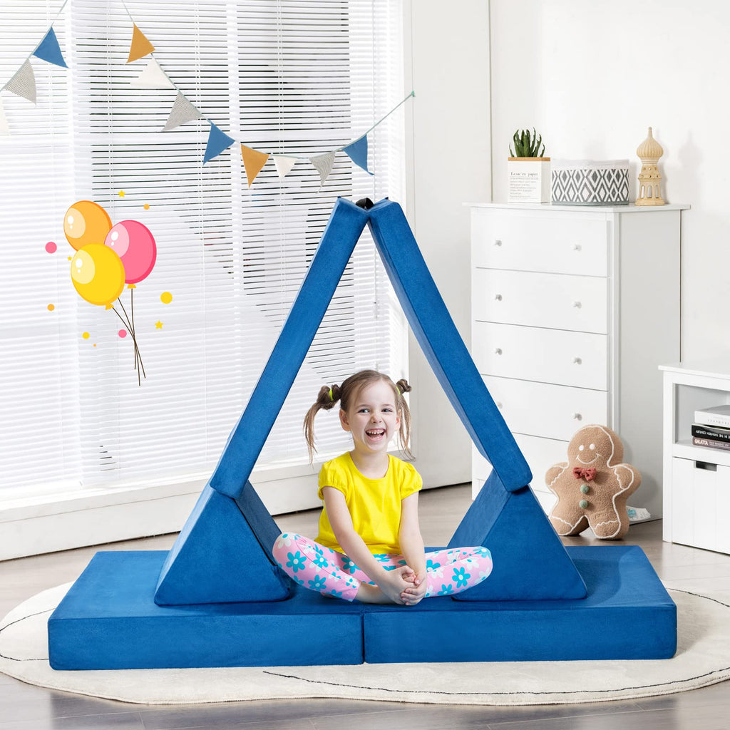 4-Piece Modular Sofa Playset, Folding Mats & 2 Triangular Pillows - Costzon