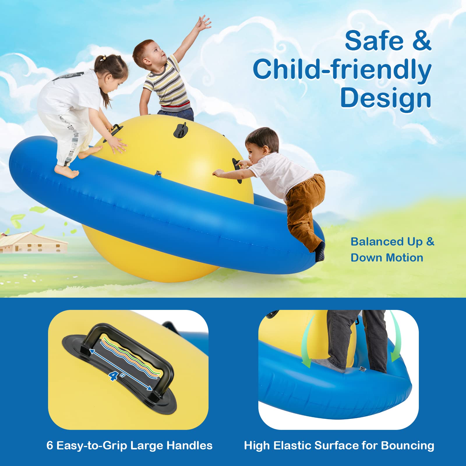 Costzon Giant Inflatable Dome Rocker Bouncer, Blow Up Rocking Ball Pla ...