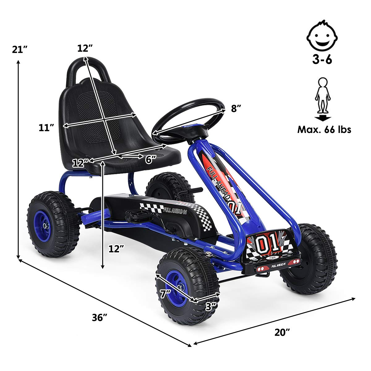 junior pedal go kart 4 Wheel Powered Ride-On with Adjustable Seat Red Workshop Do not hesitate to Reifenbreite:50-622 | 29x2,00