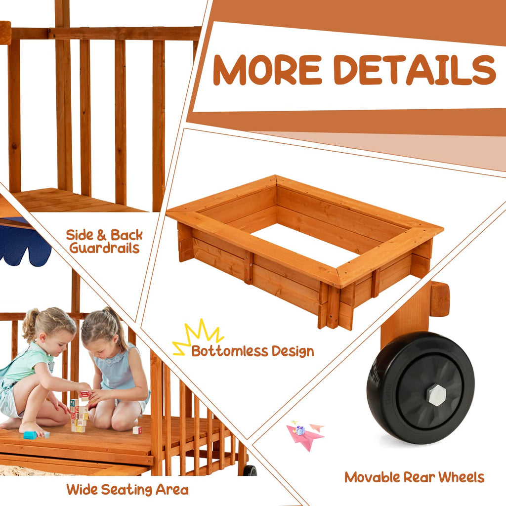 Costzon Kids Retractable Sandbox with Canopy