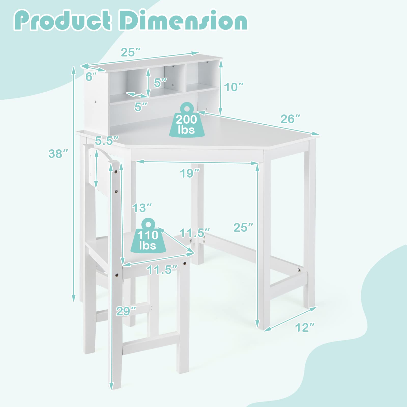 Costzon Kids Desk and Chair Set