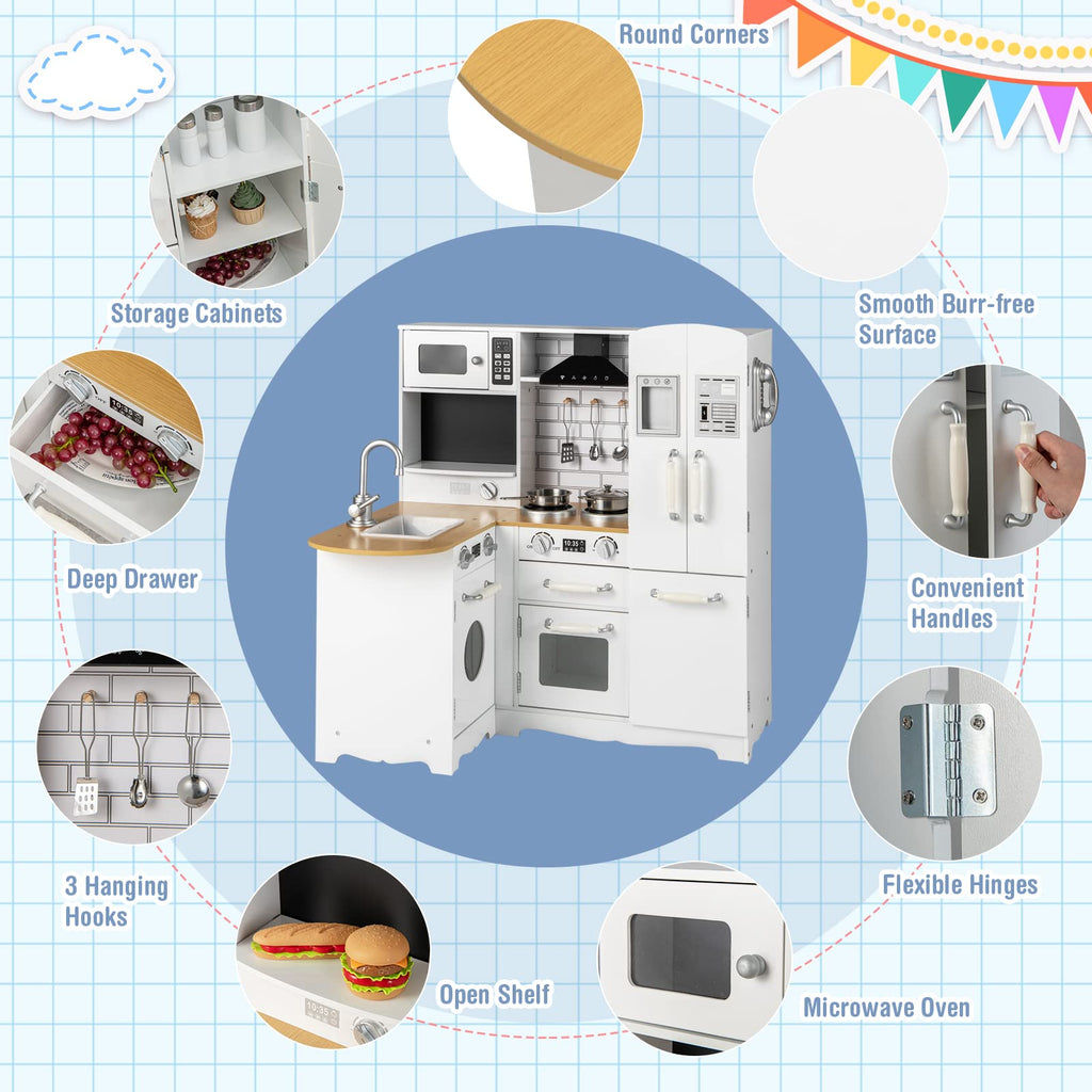 11-in-1 Wooden Play Kitchen Toy Set - Costzon