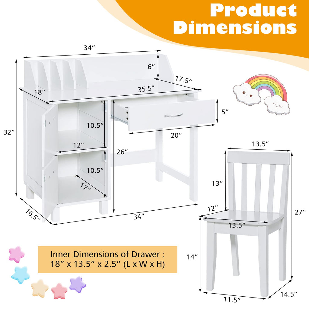 Kids Desk and Chair Set - Costzon