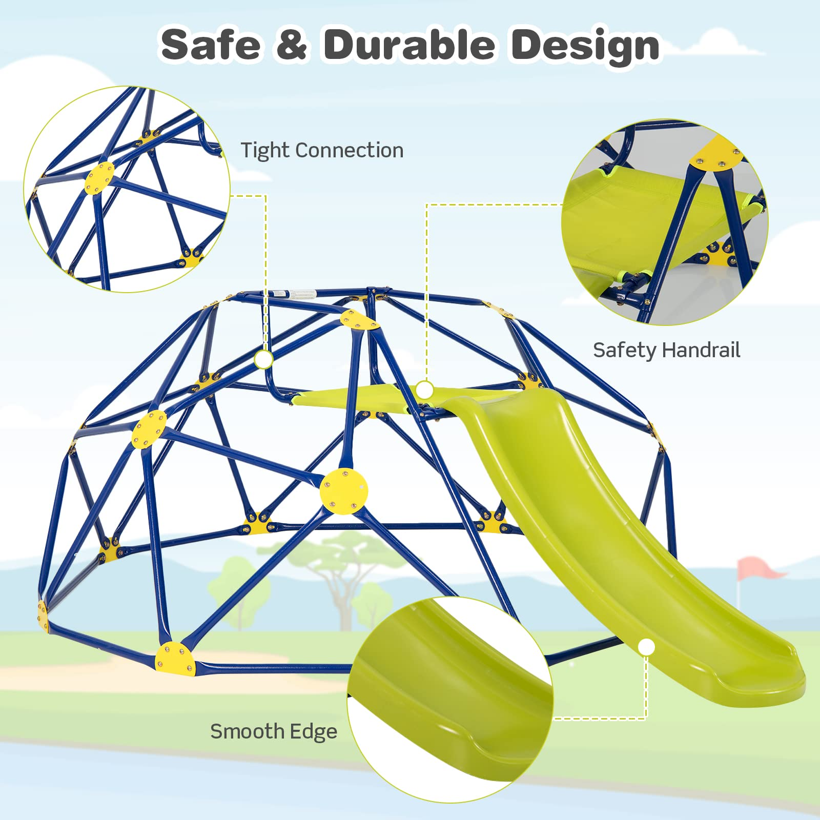 Costzon Climbing Dome with Slide, in Outdoor Jungle Gym Monkey