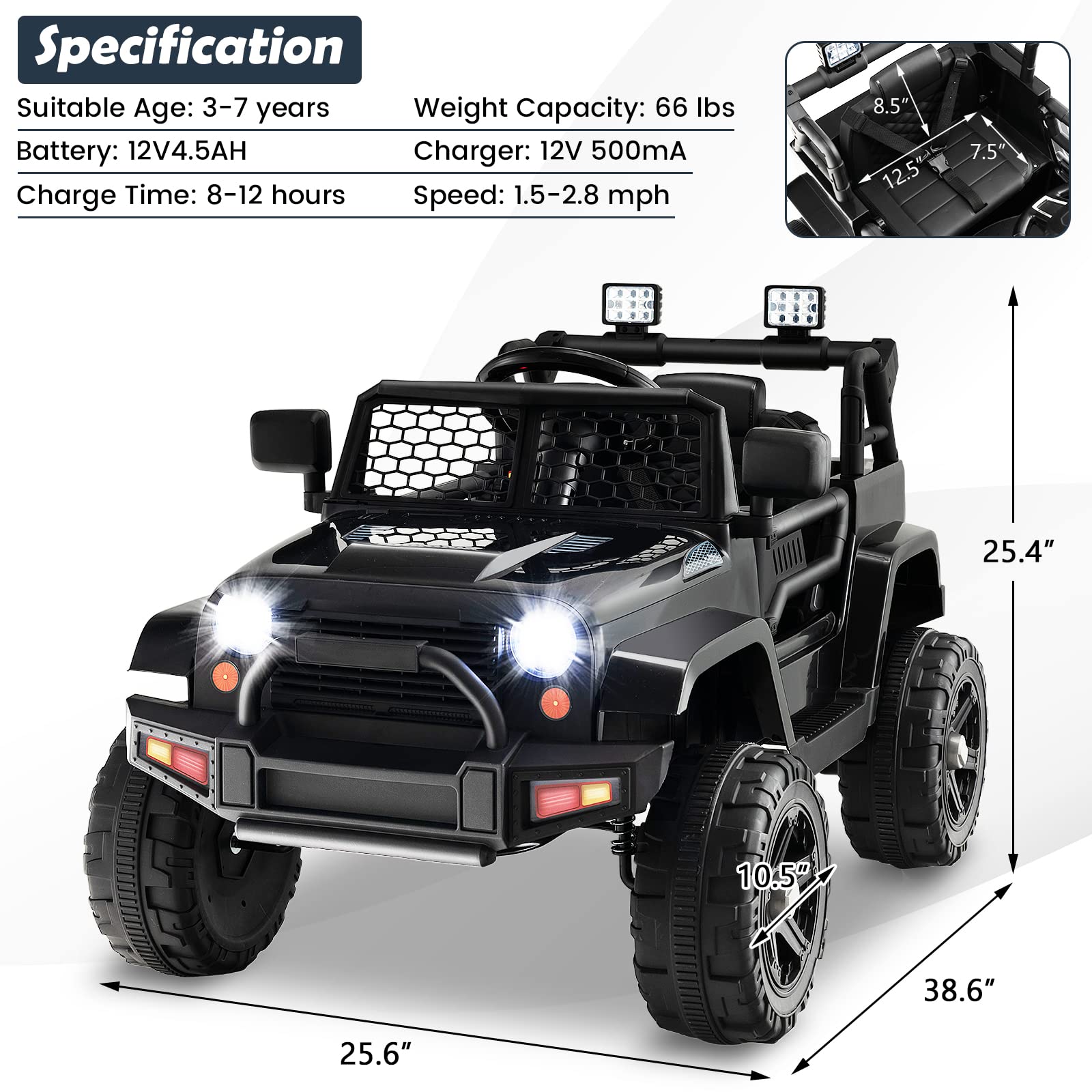 Costzon Coche para montar en coche rodillo de carretera de 12 V