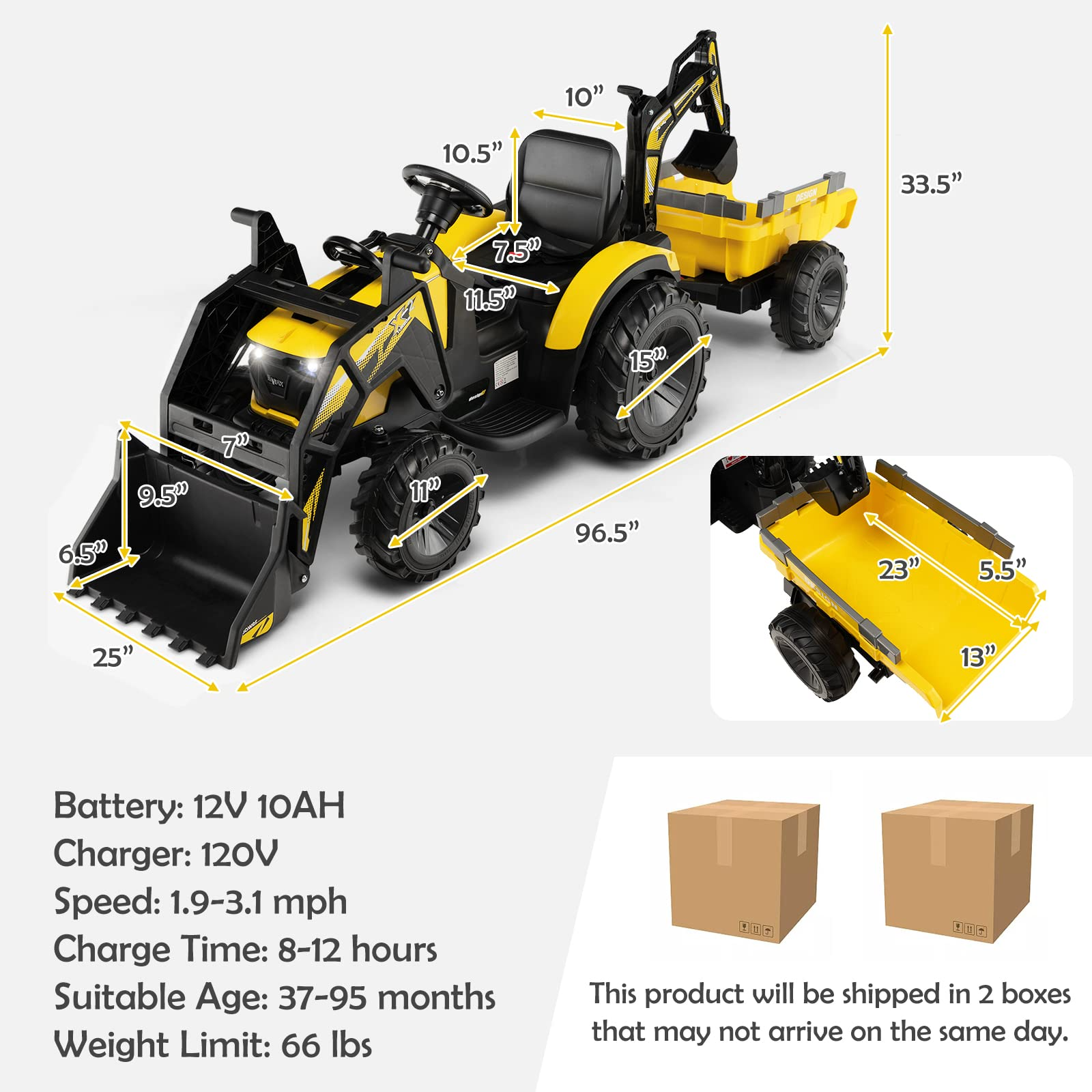 Costzon 3 in 1 Ride on Tractor