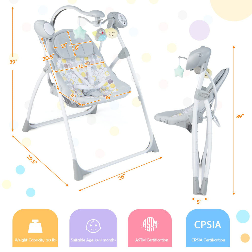 Electric Compact Swing Chair for Toddlers - Costzon
