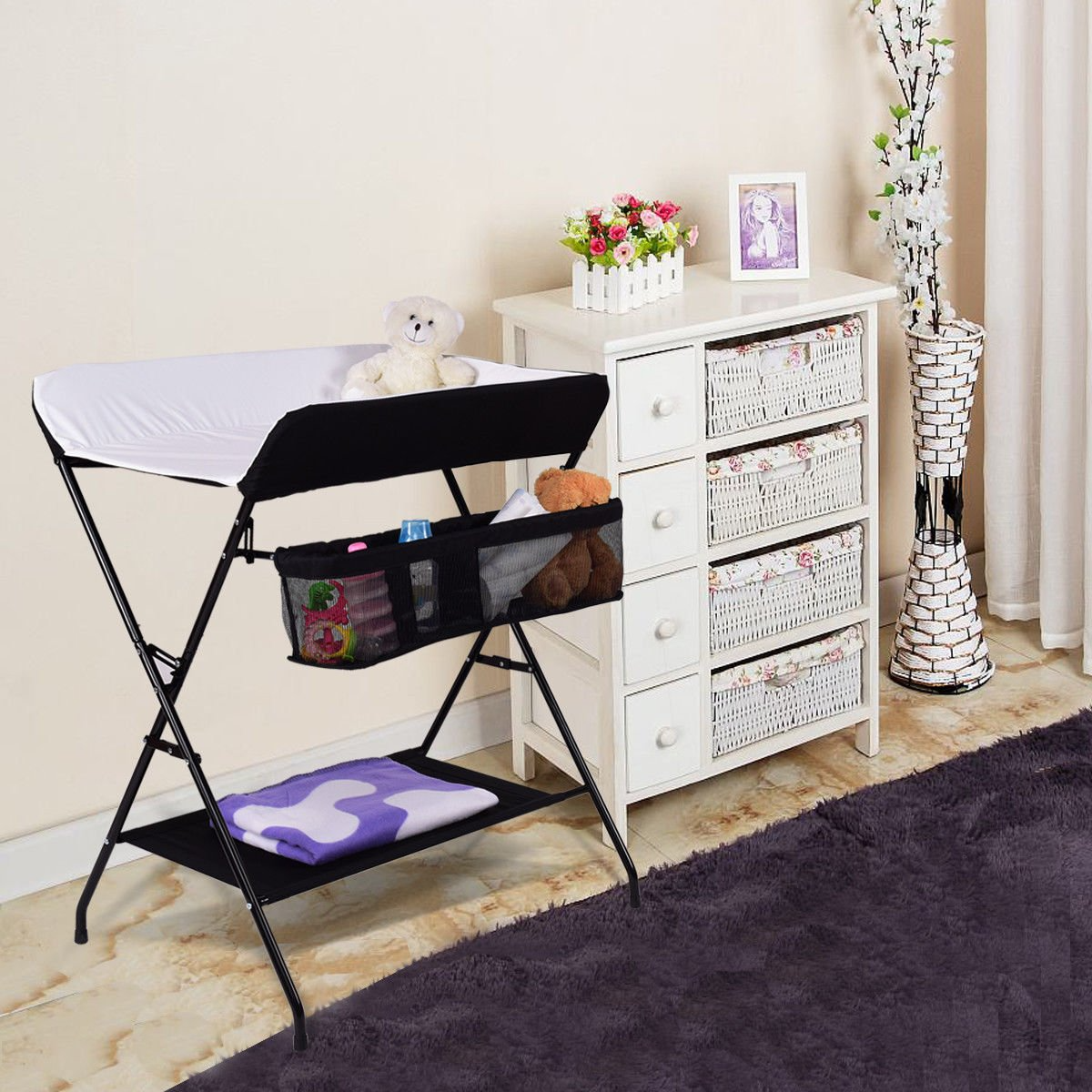 Costway baby storage folding diaper 2024 changing table