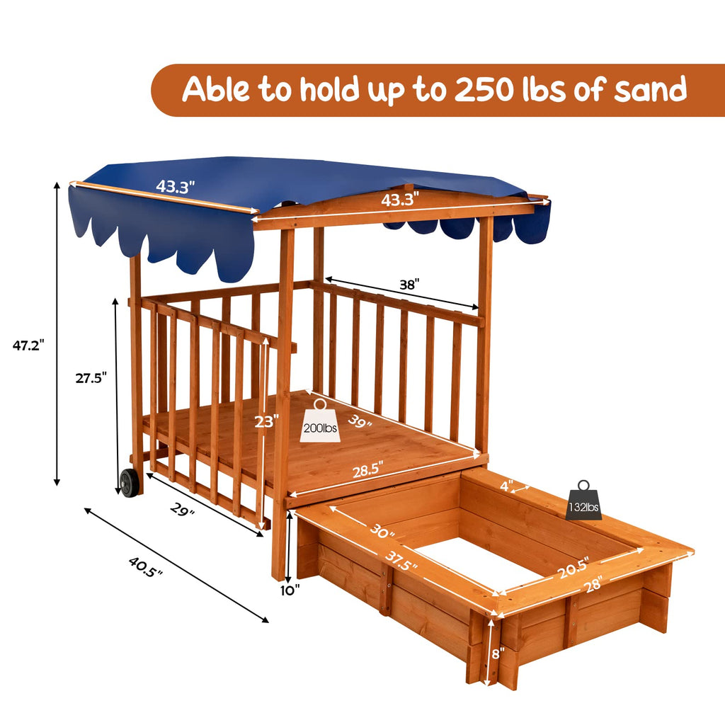 Costzon Kids Retractable Sandbox with Canopy