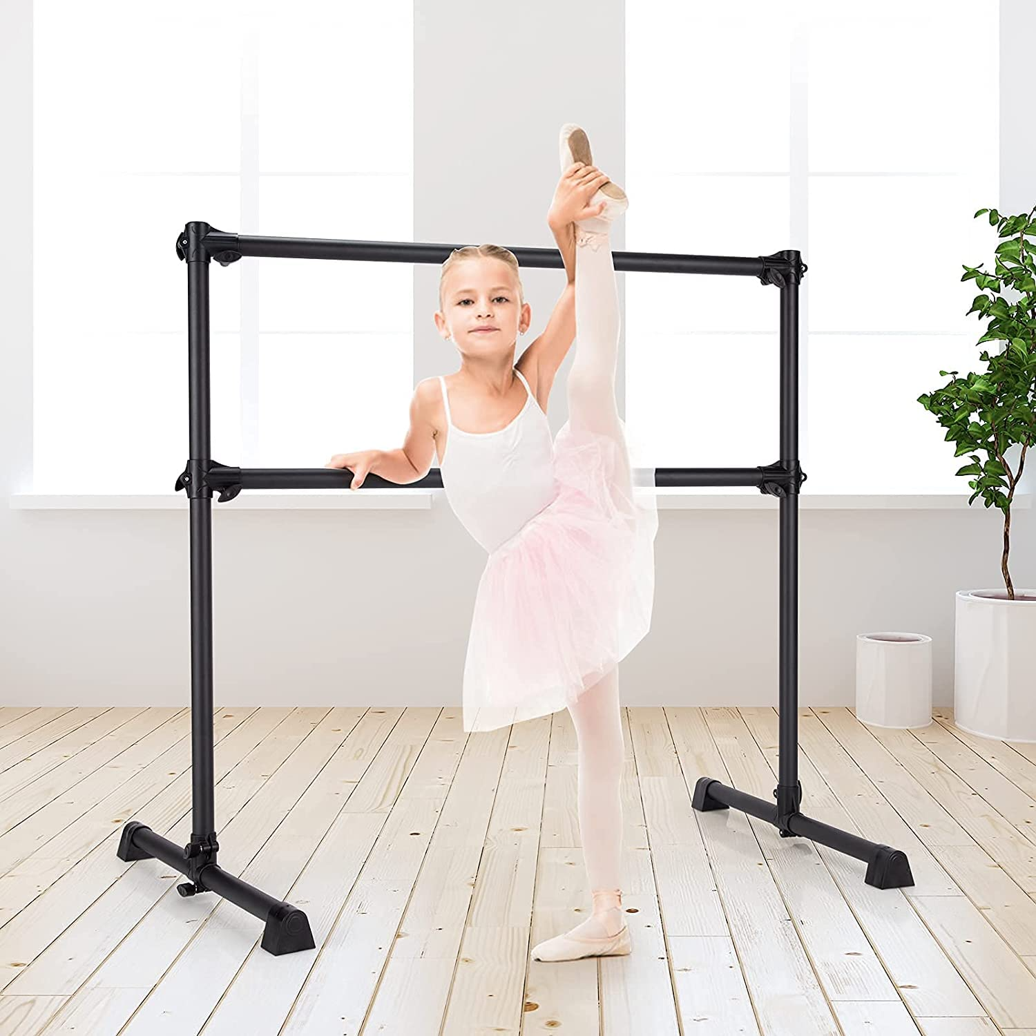 Costzon Portable Ballet Barre, 4FT Adjustable Double Freestanding