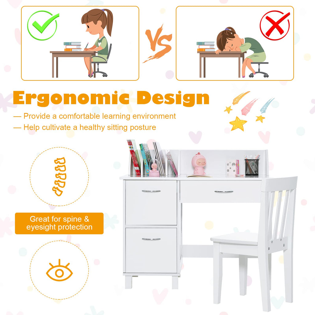 Kids Desk and Chair Set - Costzon