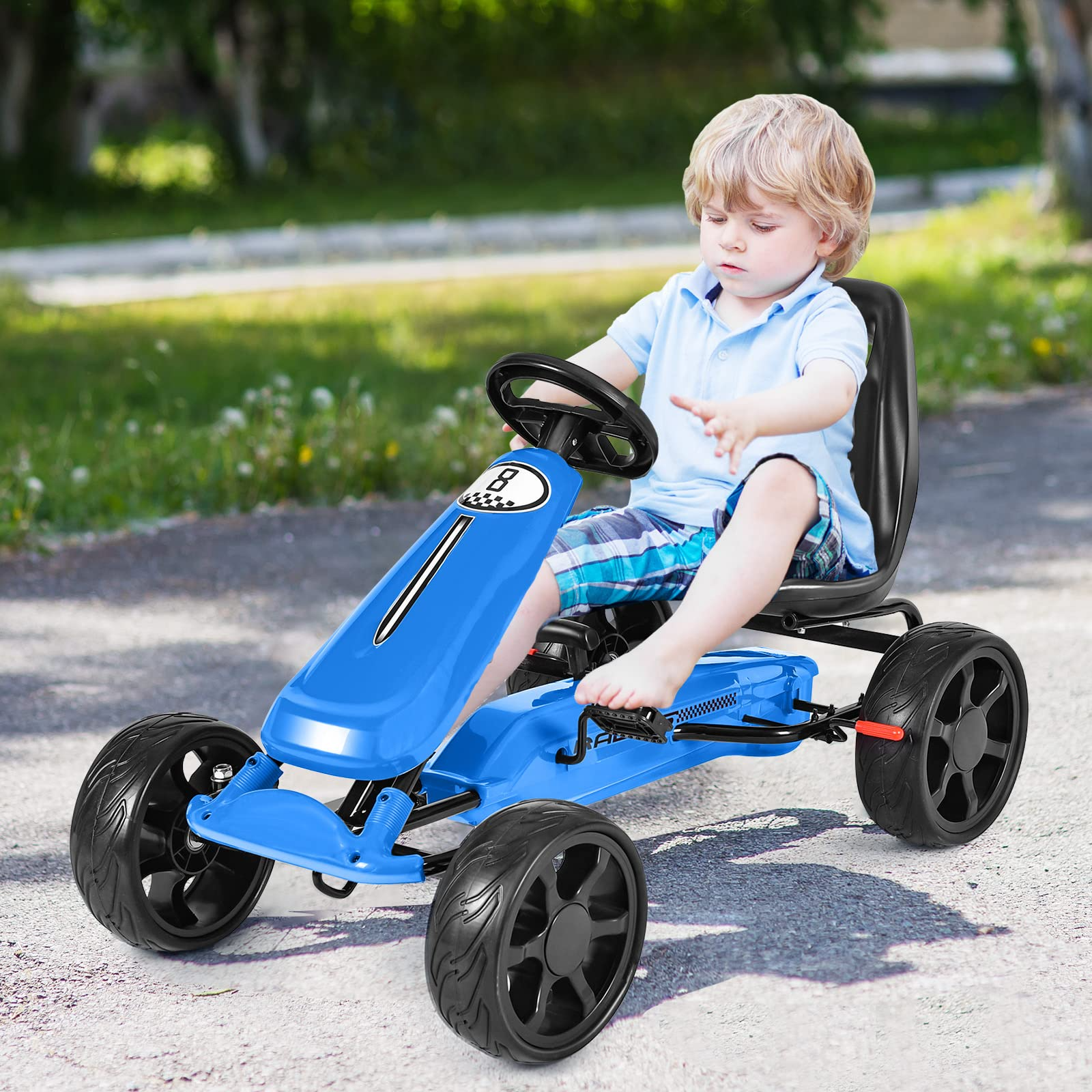 Costzon Go Kart, 4 Wheel Powered Ride On Toy, Outdoor Racer Pedal Car – costzon