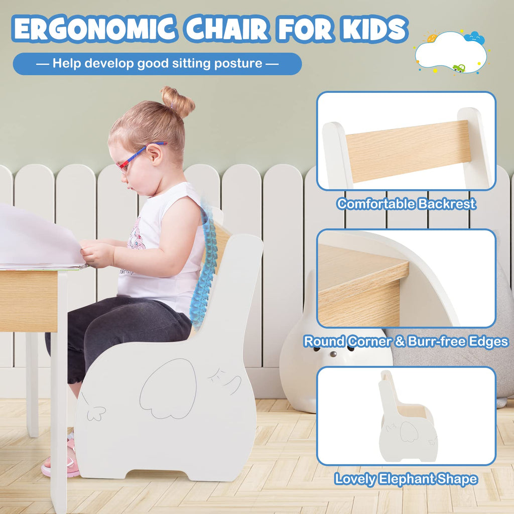  Kids Table and Chair Set, 4 in 1 Wooden Activity Table & 2 Chairs - Costzon