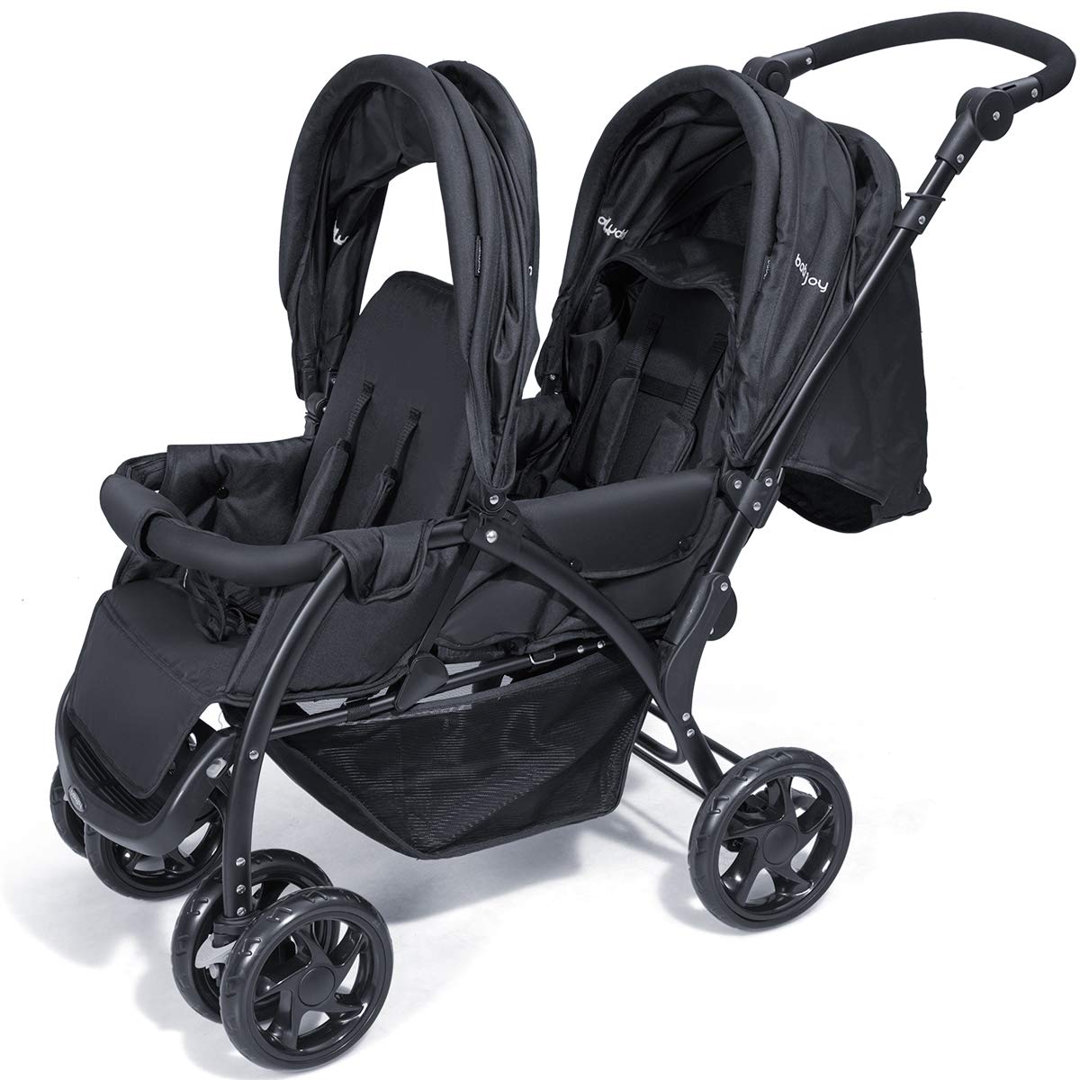 easy foldable double stroller BABY JOY Double Stroller, Foldable Lightweight Twin Stroller with Tand – costzon