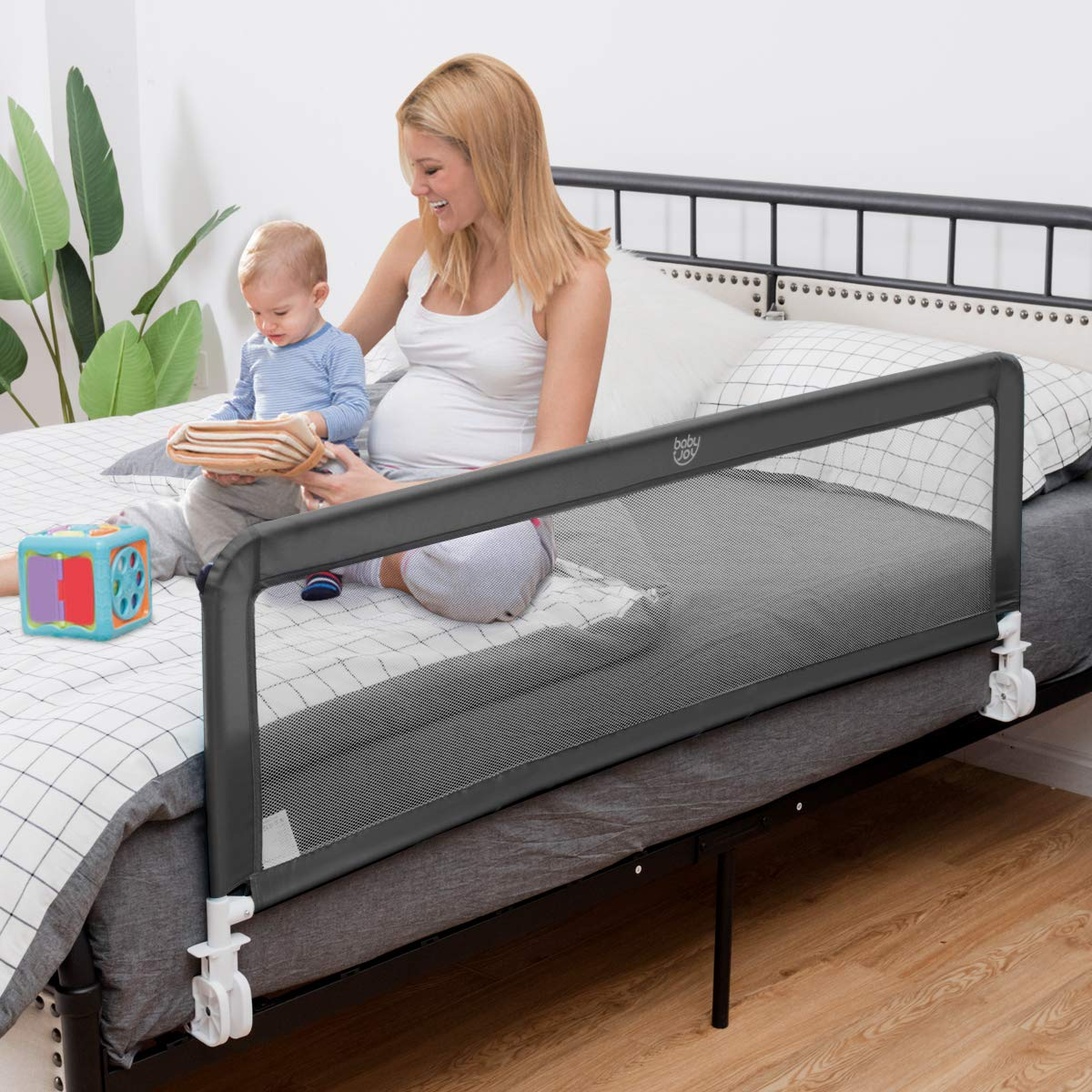 Costzon Toddlers Double Bed Rail Guard Stainless Steel Folding Safety costzon