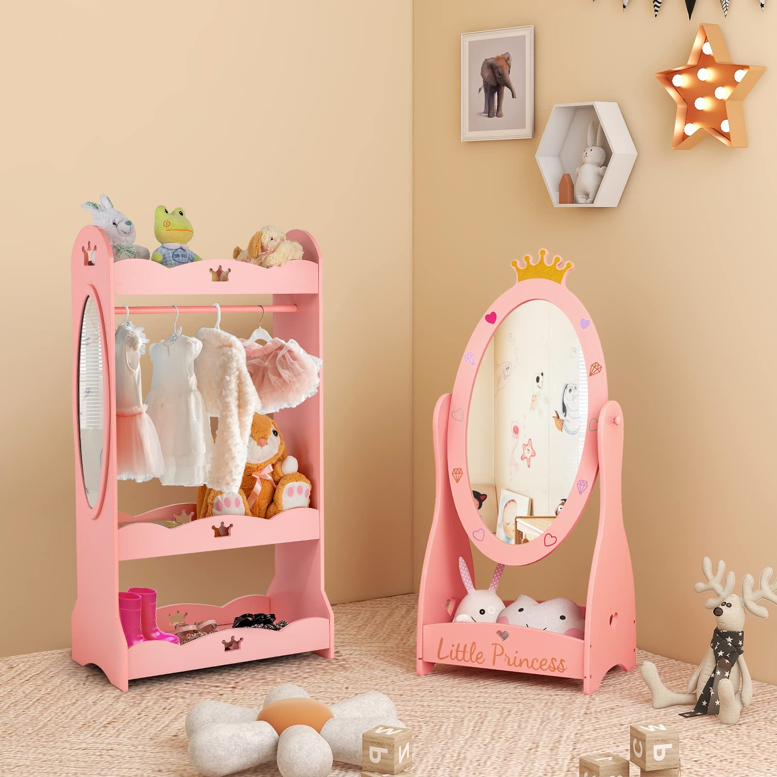 Costzon Kids Full Length Mirror, Princess Floor Free Standing Mirror Costzon Kids Full Length Mirror, Princess Floor Free Standing Mirror
