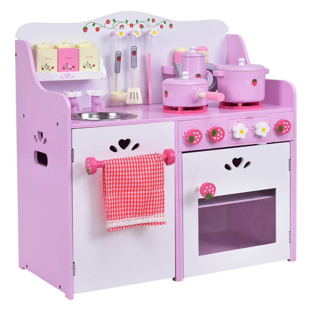 Costzon Kids Kitchen Playset,Toddler Gift Toy (24.4" Height, Pink) - costzon