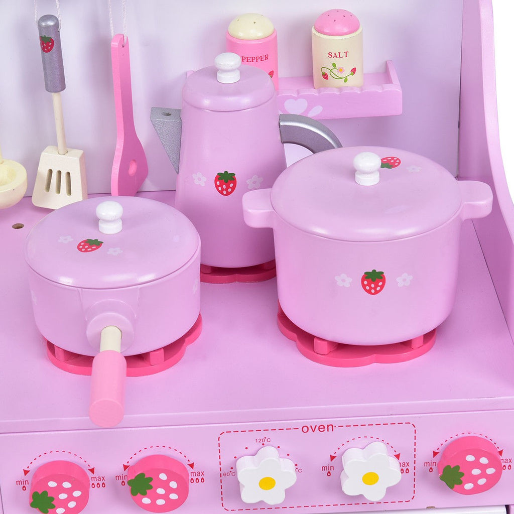 Costzon Kids Kitchen Playset,Toddler Gift Toy (24.4" Height, Pink) - costzon