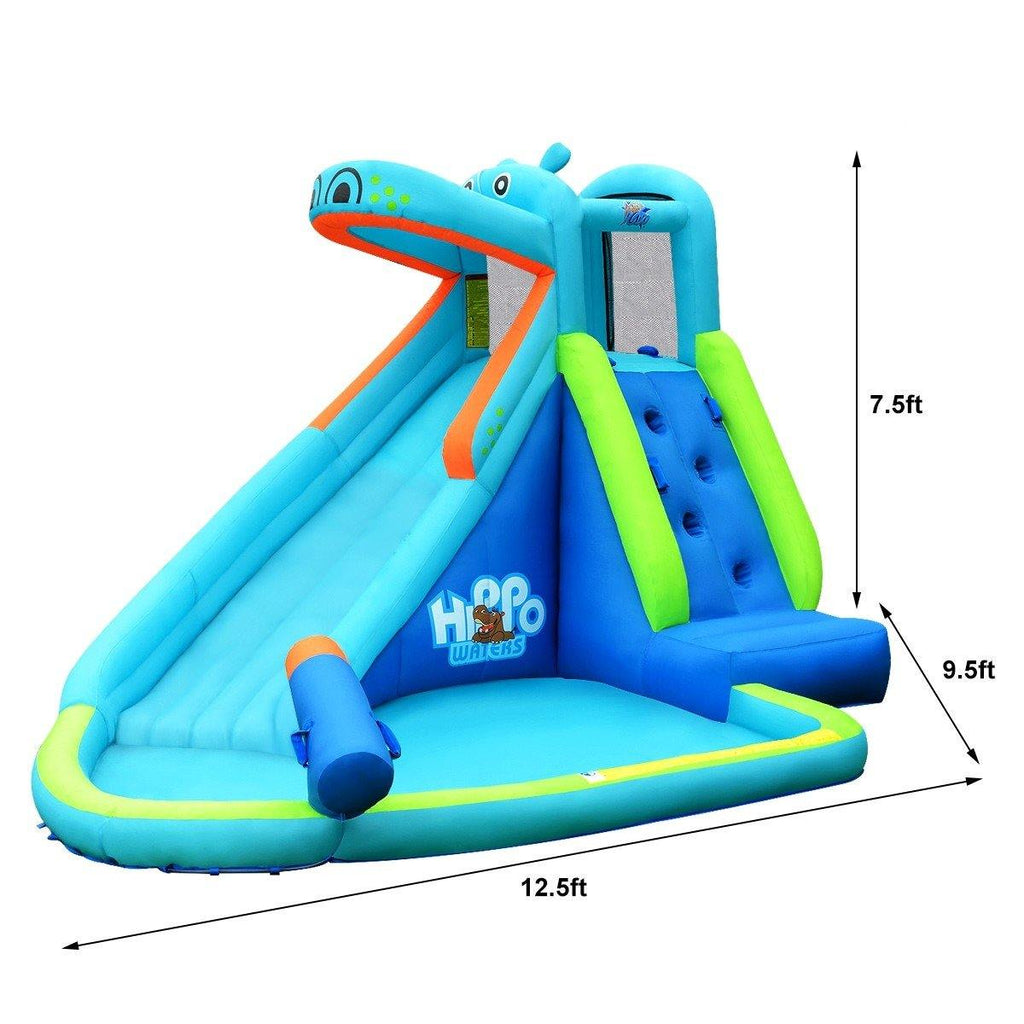 Inflatable Water Slide, Hippo Themed Bounce House - costzon