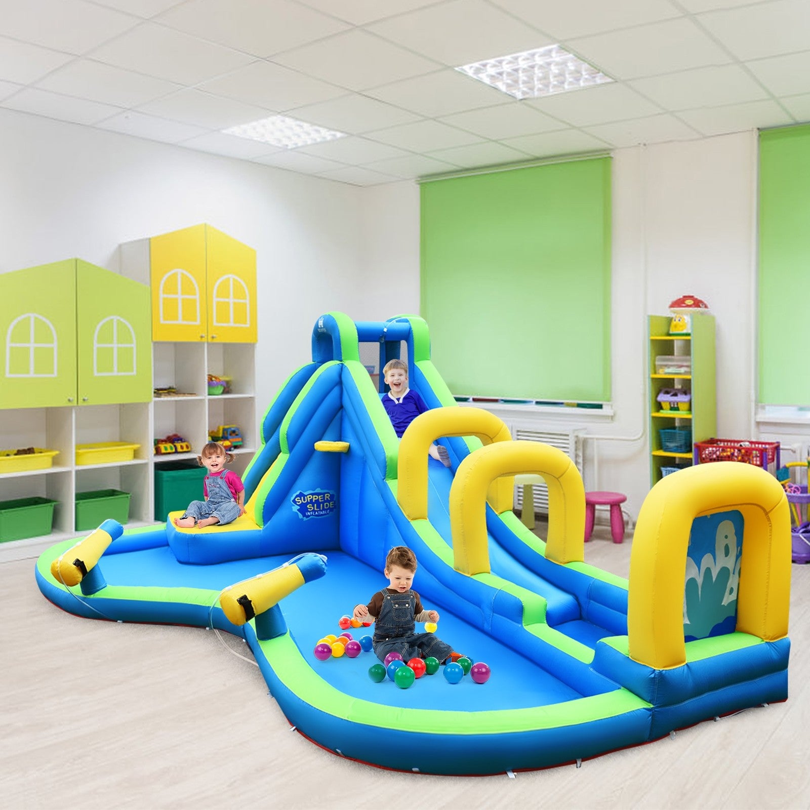 BOUNTECH Inflatable Water Slide, 16x12FT Mega Waterslide