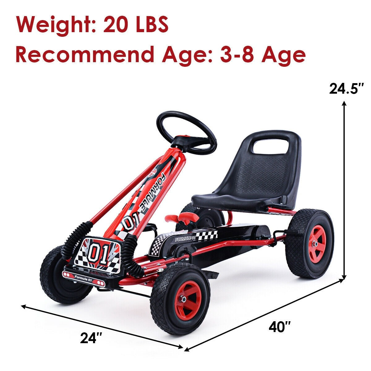 pedal go karts for 10 year olds 4 Wheels Kids Ride On Pedal Powered Bike Go Kart Racer Car Outdoor Play Toy-Red