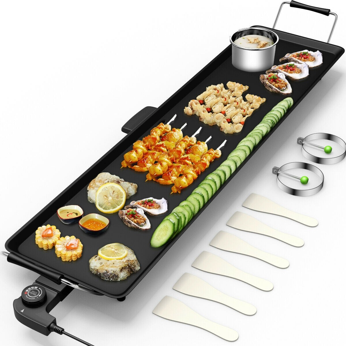 35" Electric Griddle Teppanyaki Grill Nonstick Extra Large Cooking Plate Pancake Barbecue