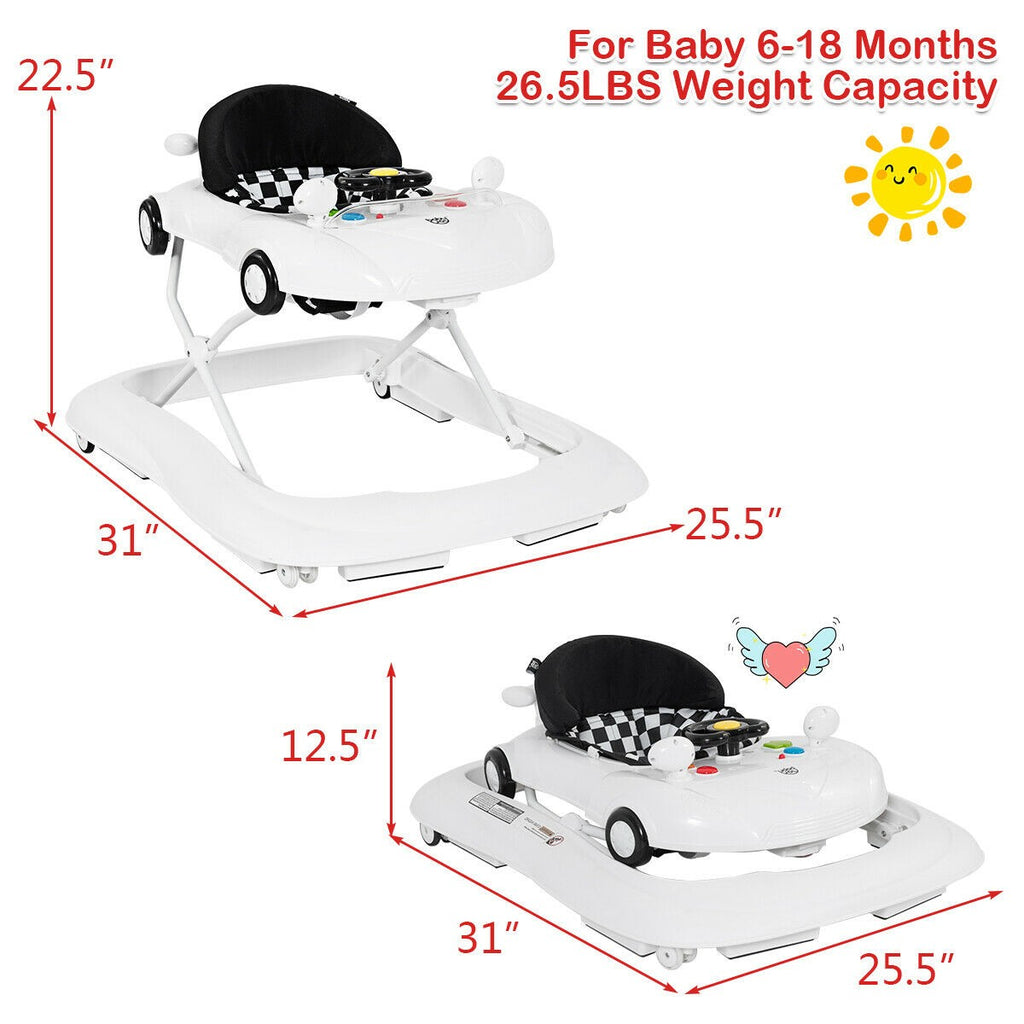 BABY JOY Baby Walker, Activity Walker with Adjustable Height & Lights (White) - costzon