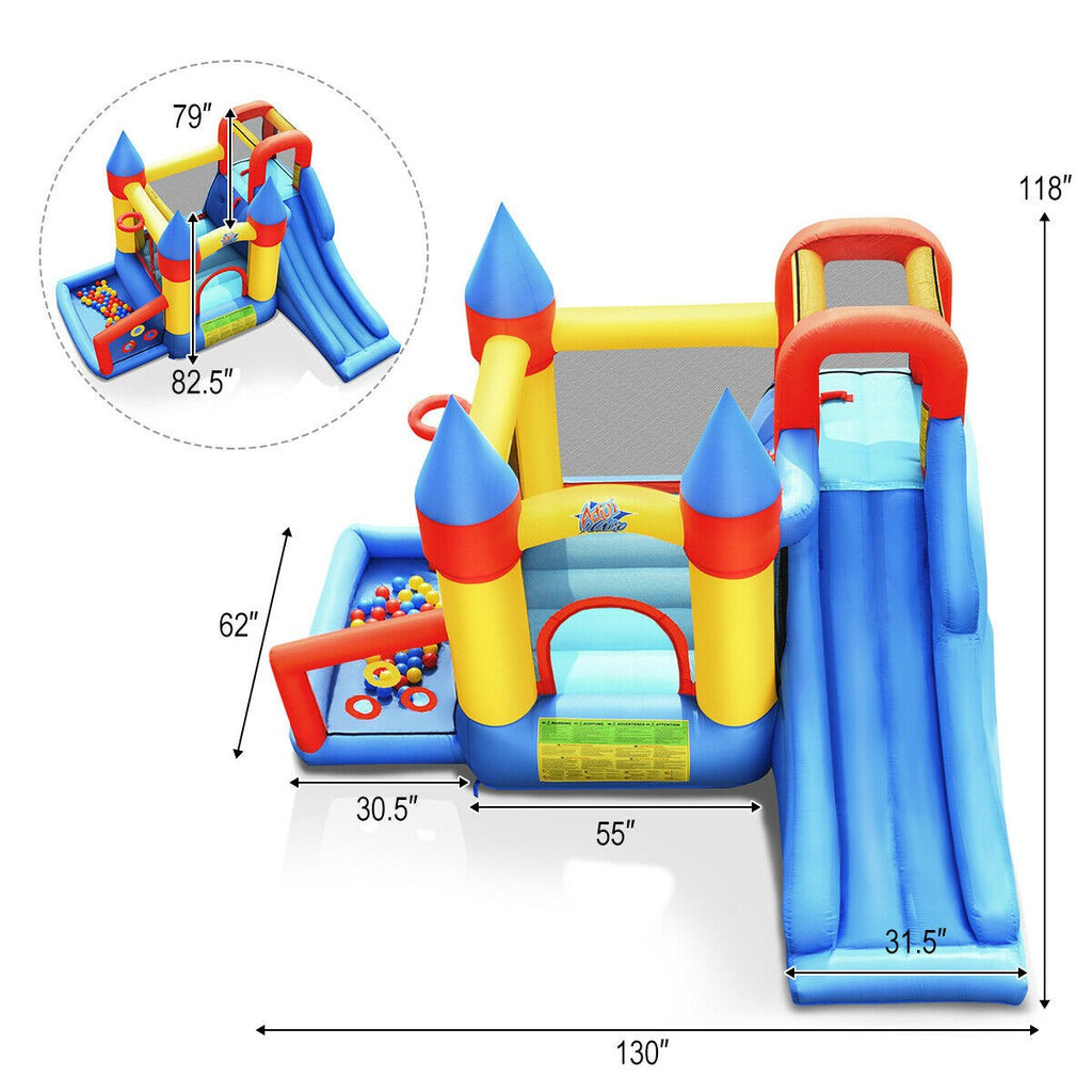 BOUNTECH Inflatable Bounce House, 6-in-1 Castle Bouncer w/ Long Slide (with 780W Air Blower) - costzon