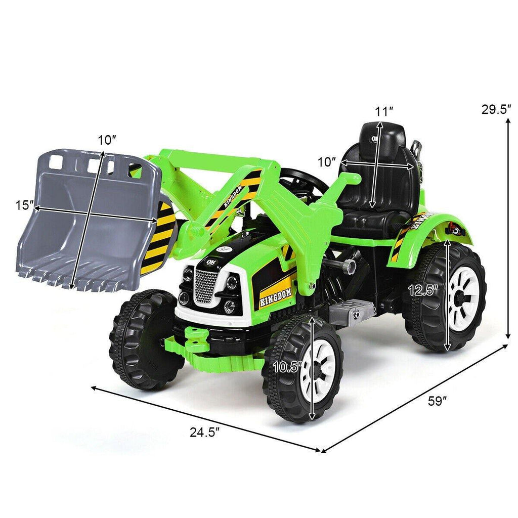 Costzon 12V Battery Powered Kids Ride On Excavator, Electric Truck with High/Low Speed (Green) - costzon