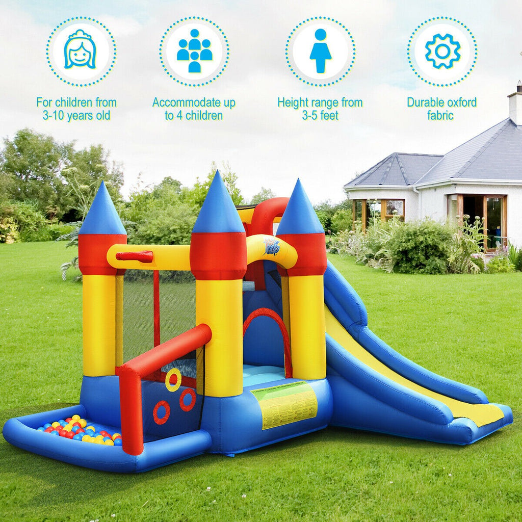 BOUNTECH Inflatable Bounce House, 6-in-1 Castle Bouncer w/ Long Slide (with 780W Air Blower) - costzon