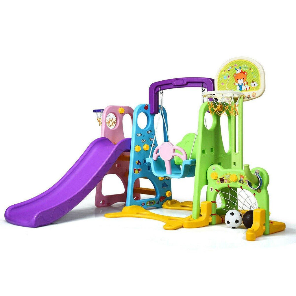 6 in 1 Toddler Climber and Swing Set, Climber Slide Playset - costzon