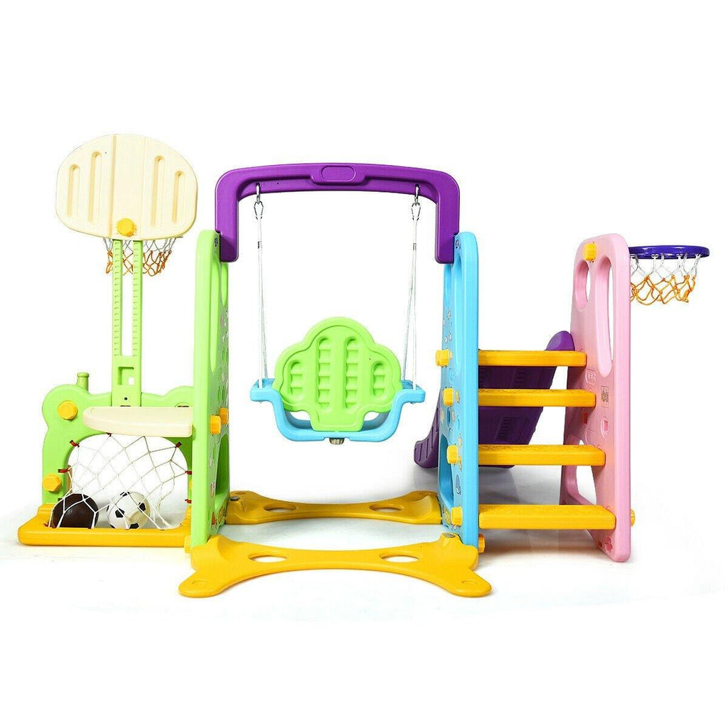 6 in 1 Toddler Climber and Swing Set, Climber Slide Playset - costzon