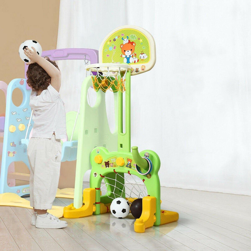 6 in 1 Toddler Climber and Swing Set, Climber Slide Playset - costzon