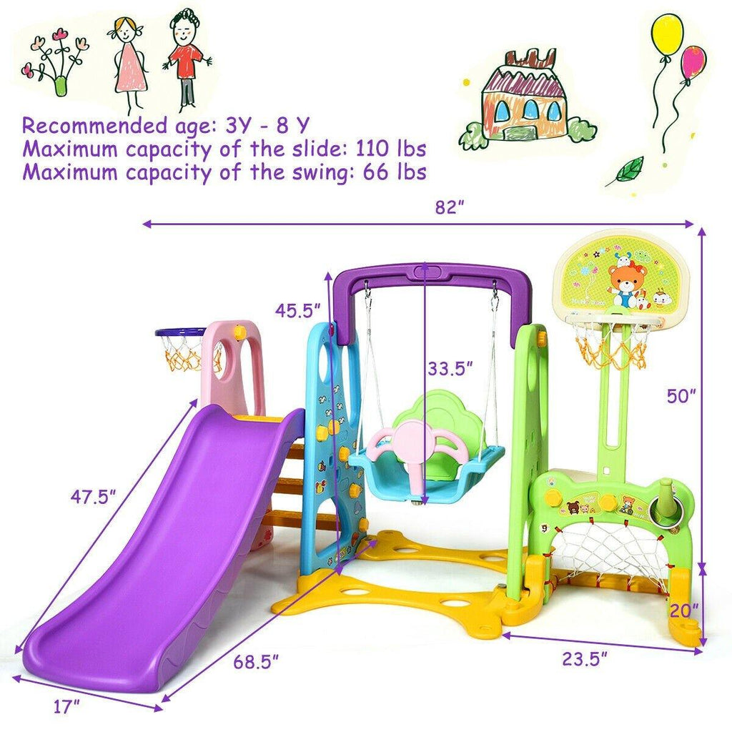 6 in 1 Toddler Climber and Swing Set, Climber Slide Playset - costzon