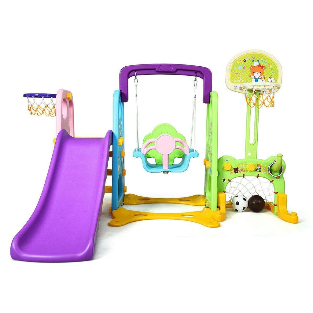 6 in 1 Toddler Climber and Swing Set, Climber Slide Playset - costzon