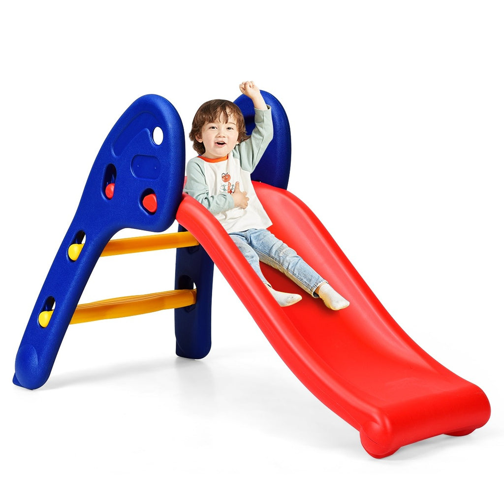 Joy Folding Slide, Indoor First Slide Plastic Play Slide Climber Kids (Ellipse Rail) - costzon