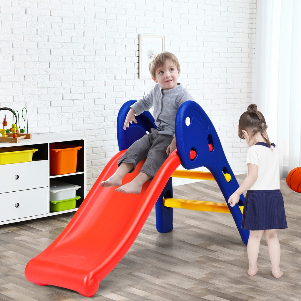 Joy Folding Slide, Indoor First Slide Plastic Play Slide Climber Kids (Ellipse Rail) - costzon