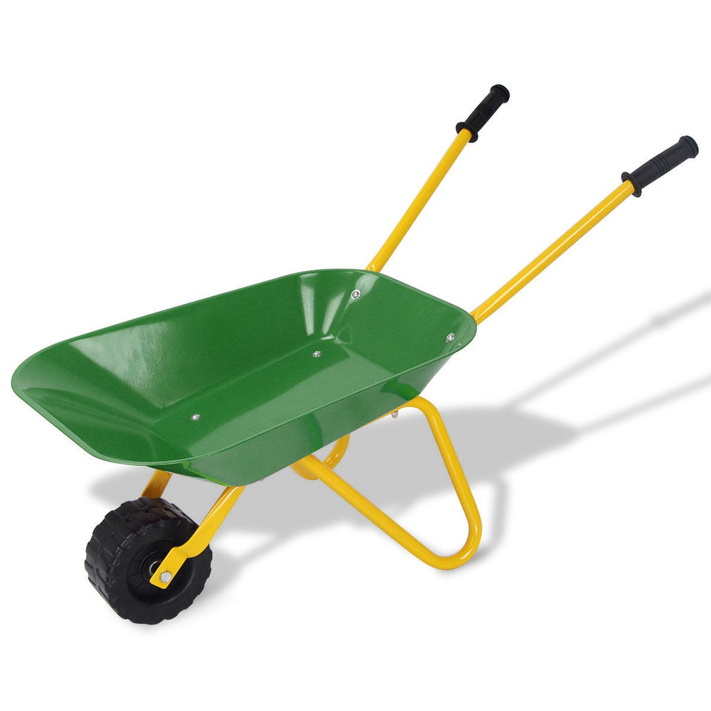 Kids Metal Wheelbarrow, Yard Rover Steel Tray - costzon