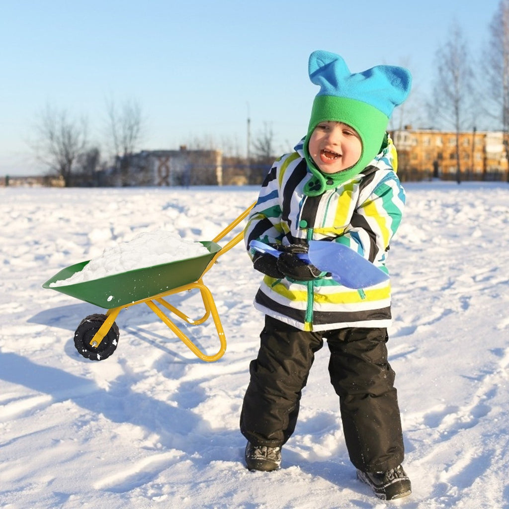 Kids Metal Wheelbarrow, Yard Rover Steel Tray - costzon