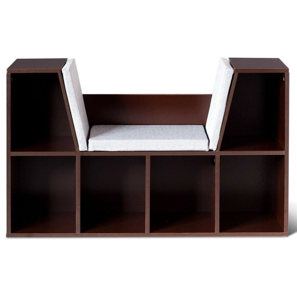 6-Cubby Kids Bookcase w/Cushioned Reading Nook - costzon