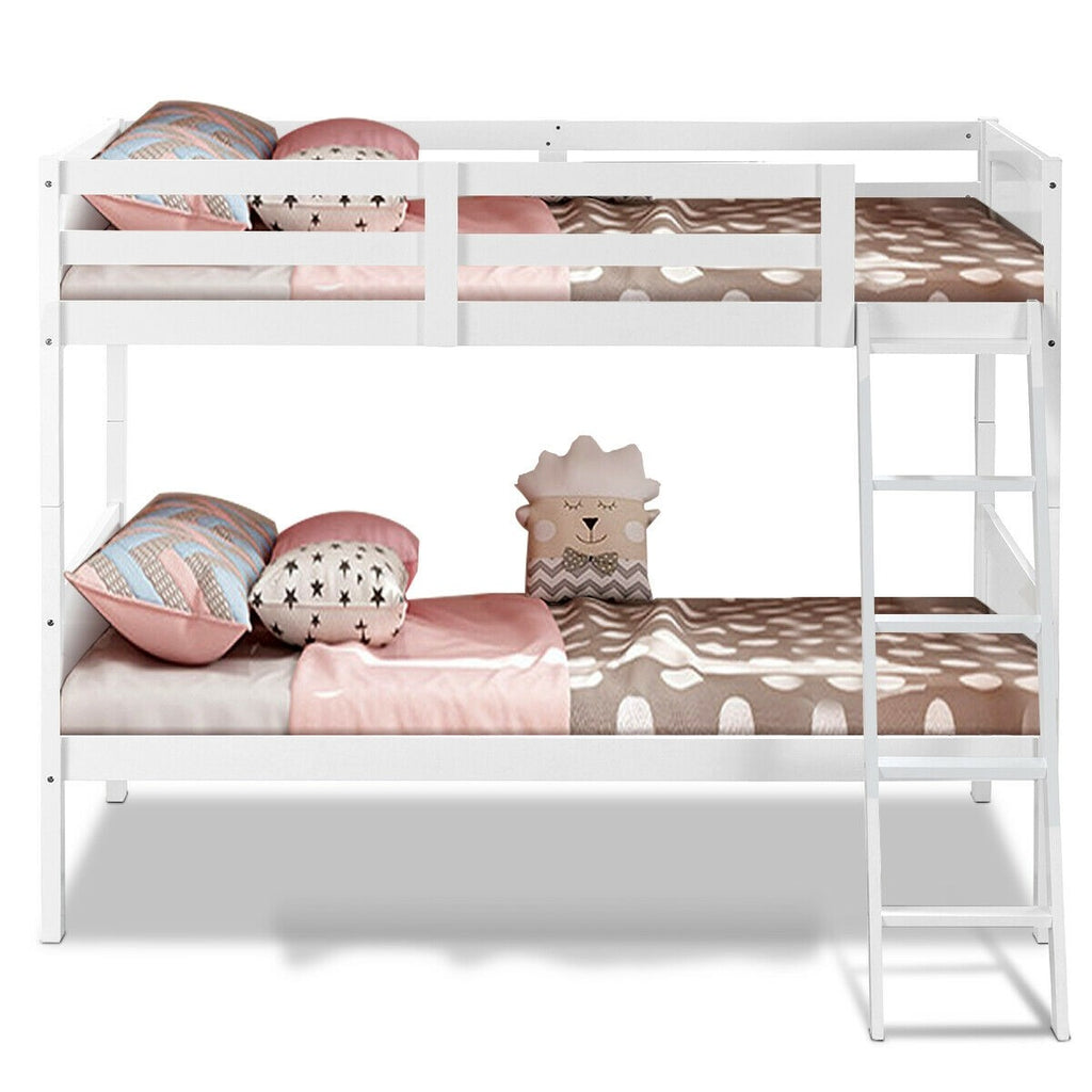 Costzon Wooden Twin Over Twin Bunk Beds Convertible 2 Individual Twin Beds for Kids Children - costzon